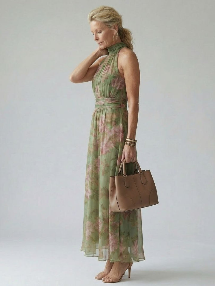 Linnea – Samlad halter midi-klänning