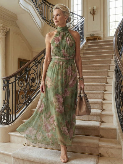 Linnea – Samlad halter midi-klänning