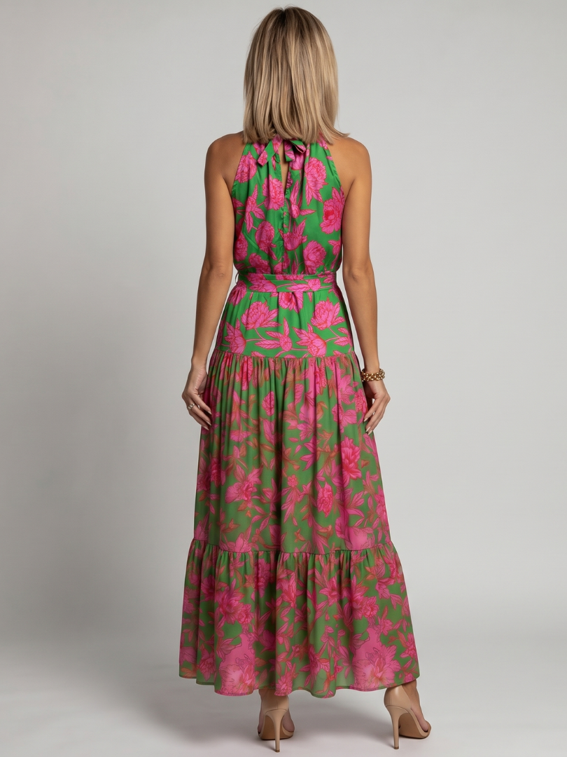 Rebecka – Draperad halter midi-klänning
