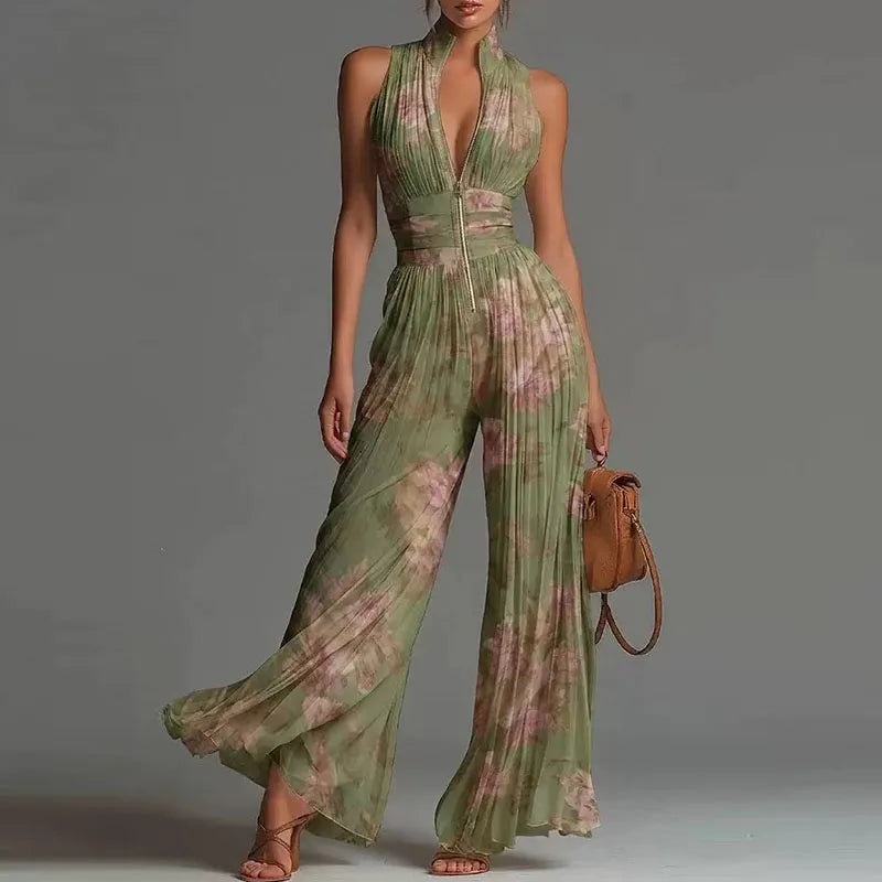 Judit – Plisserad jumpsuit med vida ben