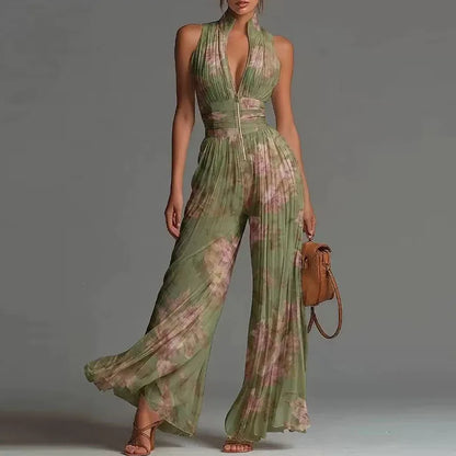 Judit – Plisserad jumpsuit med vida ben