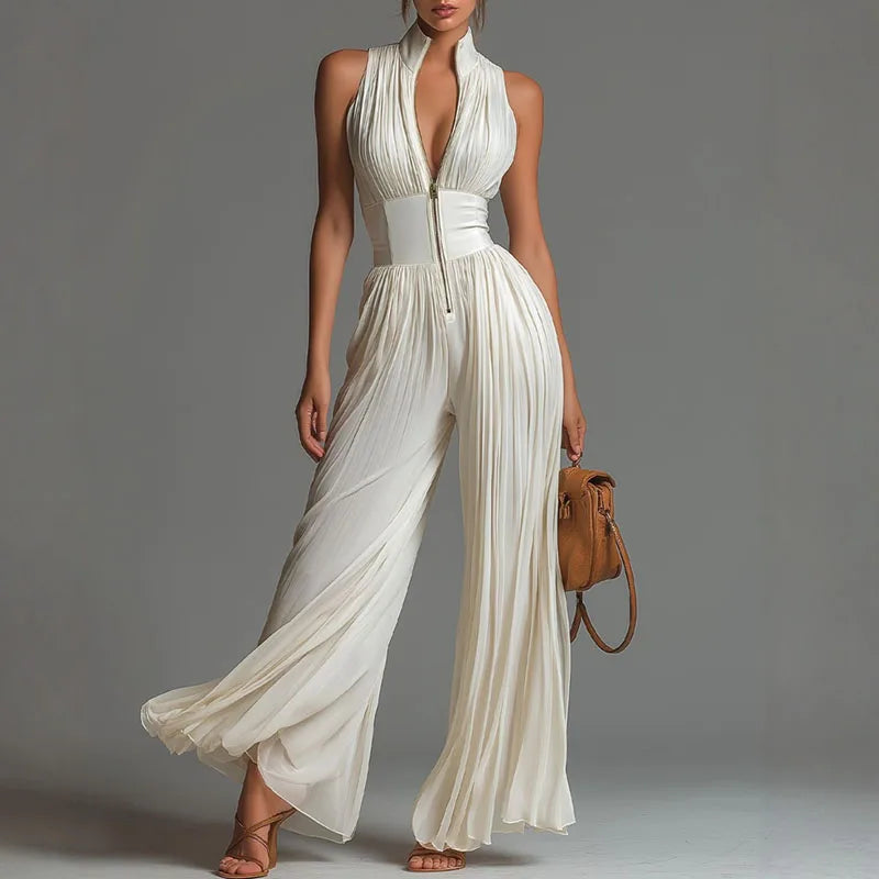 Judit – Plisserad jumpsuit med vida ben