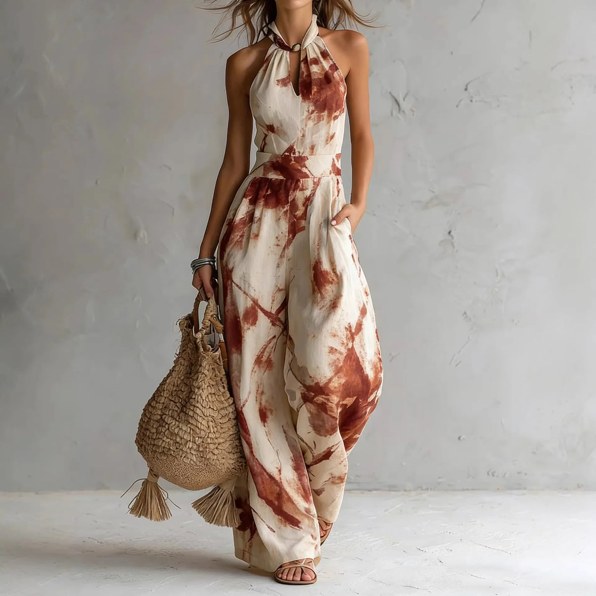 Dorotea – Jumpsuit med konstnärligt tryck