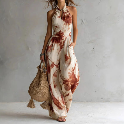 Dorotea – Jumpsuit med konstnärligt tryck