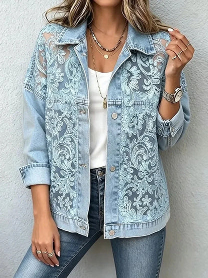 Vilhelmina – Denimjacka med spetsdetaljer