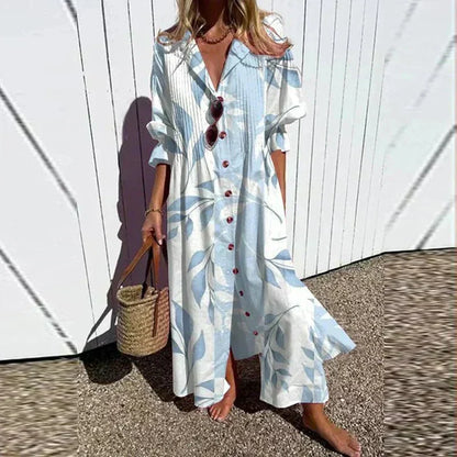 Vivi – Boho-klänning med djup v-ringning och löst sittande snitt