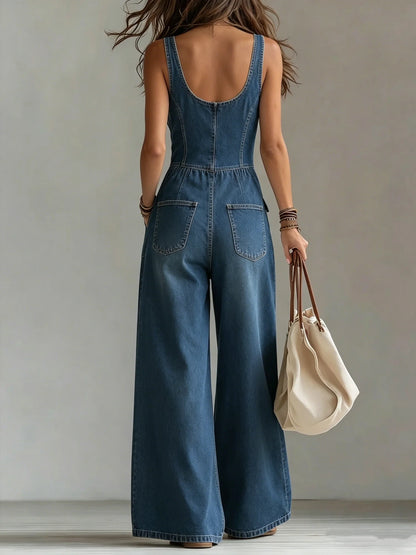 Britta – Jumpsuit i denim med vida ben