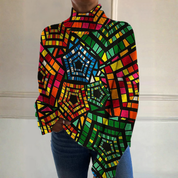 Nora – Polotröja med grafiskt mosaikmönster