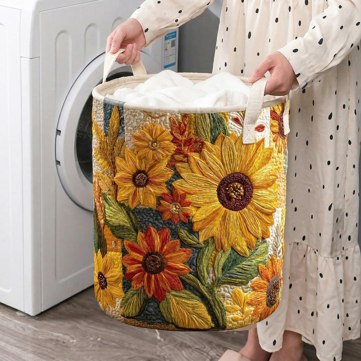 Cecilia – Quiltad förvaringskorg med blomsterbroderi