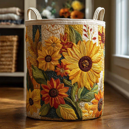 Cecilia – Quiltad förvaringskorg med blomsterbroderi