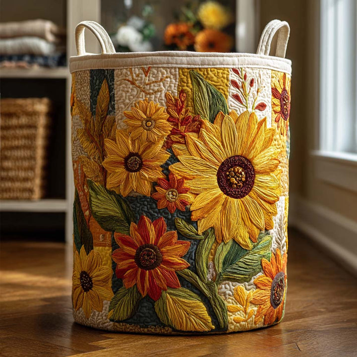 Cecilia – Quiltad förvaringskorg med blomsterbroderi