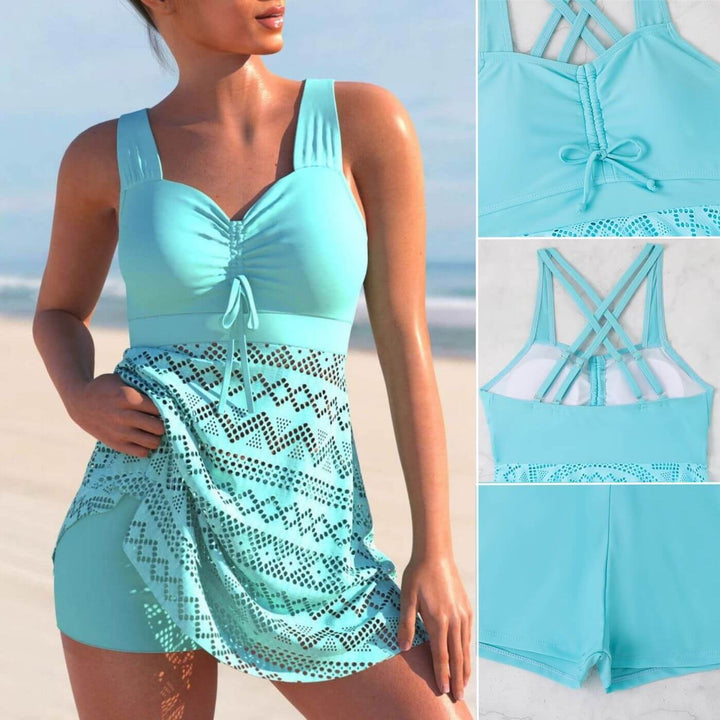 Emelie – Rynkad tankini med simklänning