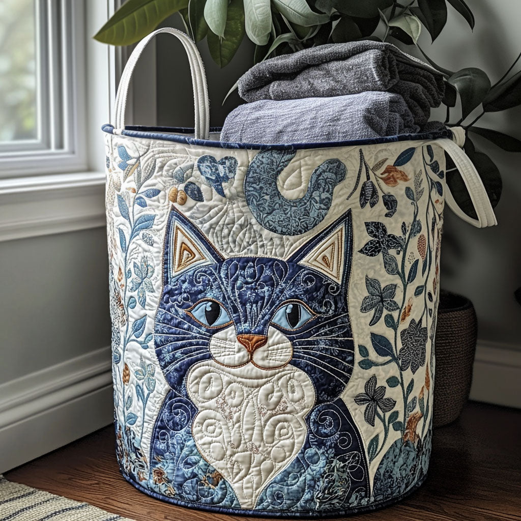 Ida – Quiltad förvaringskorg med kattmönster