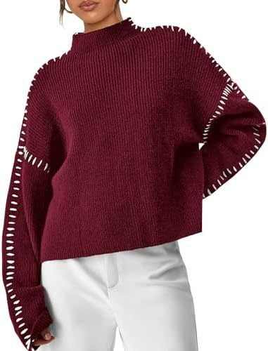 Vivianne – Oversized stickad tröja med kontrastsömmar