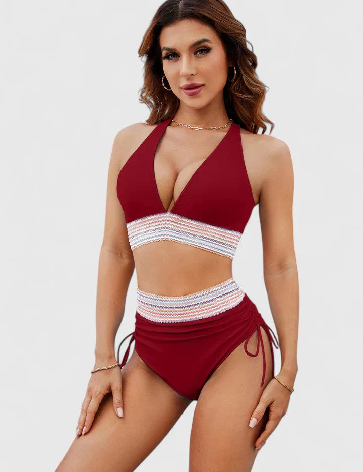 Frida – Bikini med hög midja och vågmönster