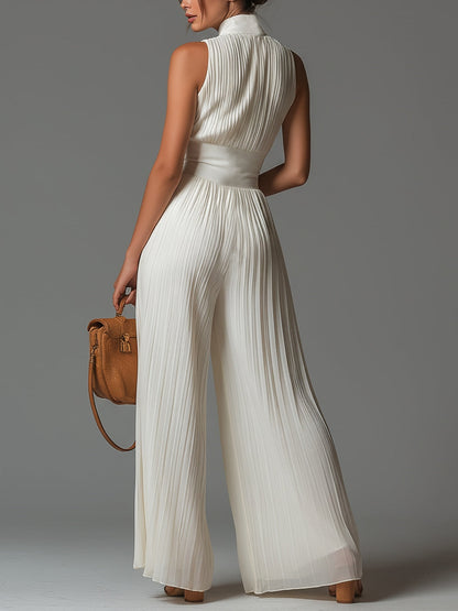 Bodil – Plisserad jumpsuit med vid benvidd