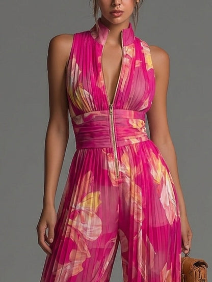 Desideria – Plisserad jumpsuit med blomtryck