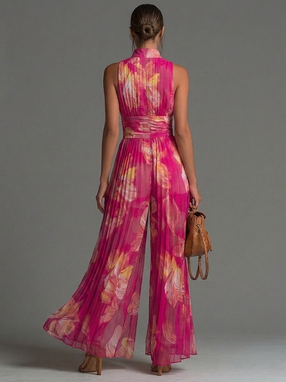 Desideria – Plisserad jumpsuit med blomtryck