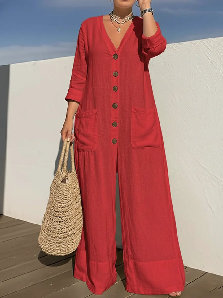 Alma – Avslappnad jumpsuit i linneblandning