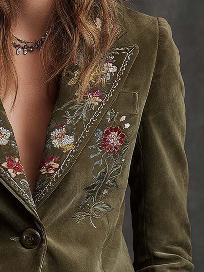 Siv – Broderad kavaj med blomdetäljer