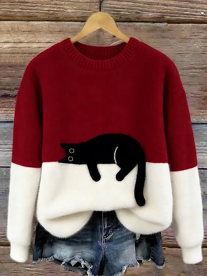 Edla – Oversized tröja med kattmotiv