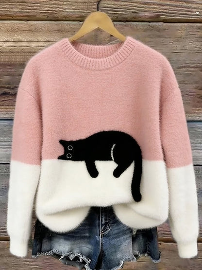Edla – Oversized tröja med kattmotiv