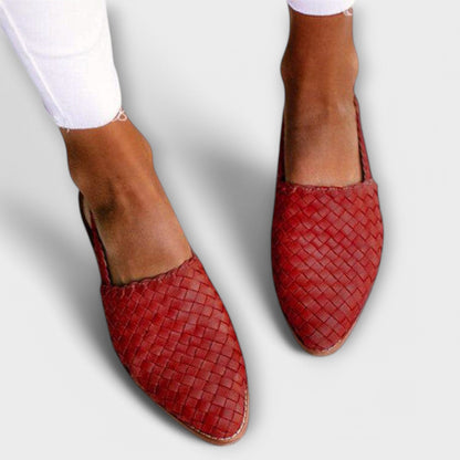 Inga – Vävd slingback-loafer i läder