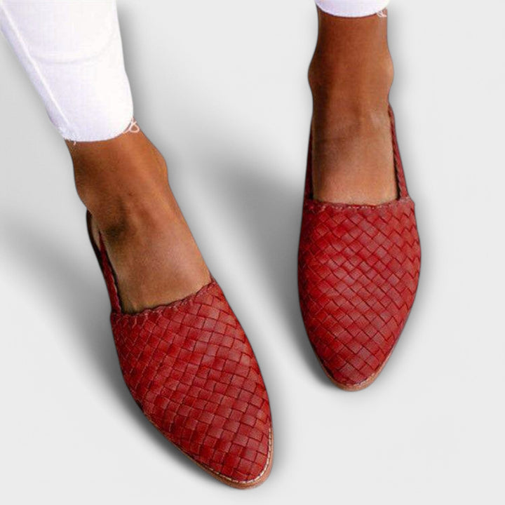 Inga – Vävd slingback-loafer i läder