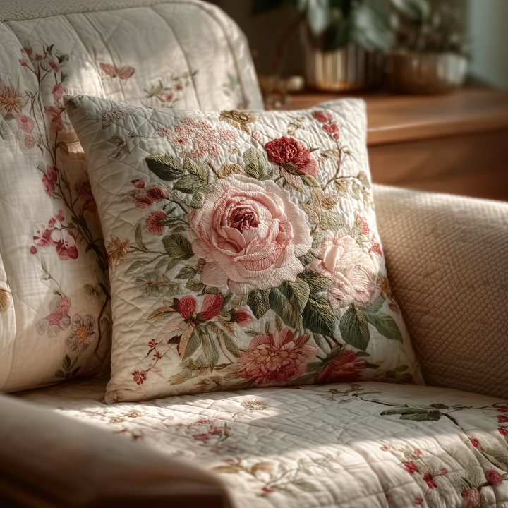 Lovisa – Broderat kuddfodral med blomstermotiv