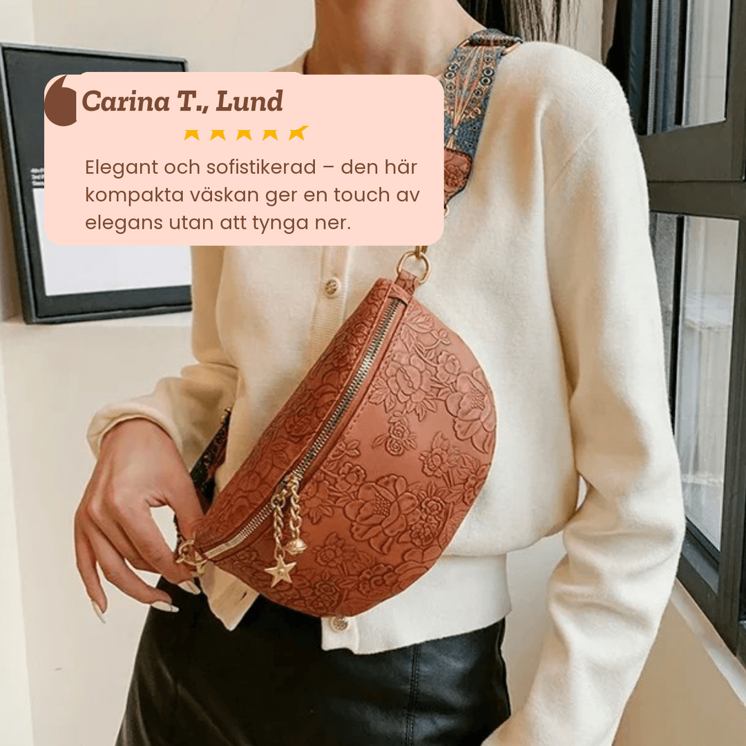 Asta – Handpräglad crossbodyväska med blommönster – handgjord av Astrid Göteborg