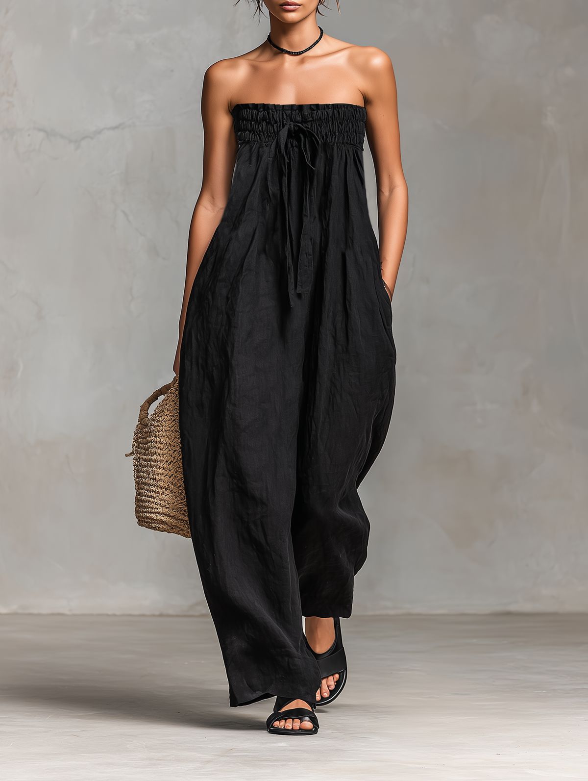 Marianne – Rymlig jumpsuit med bandeaukrage