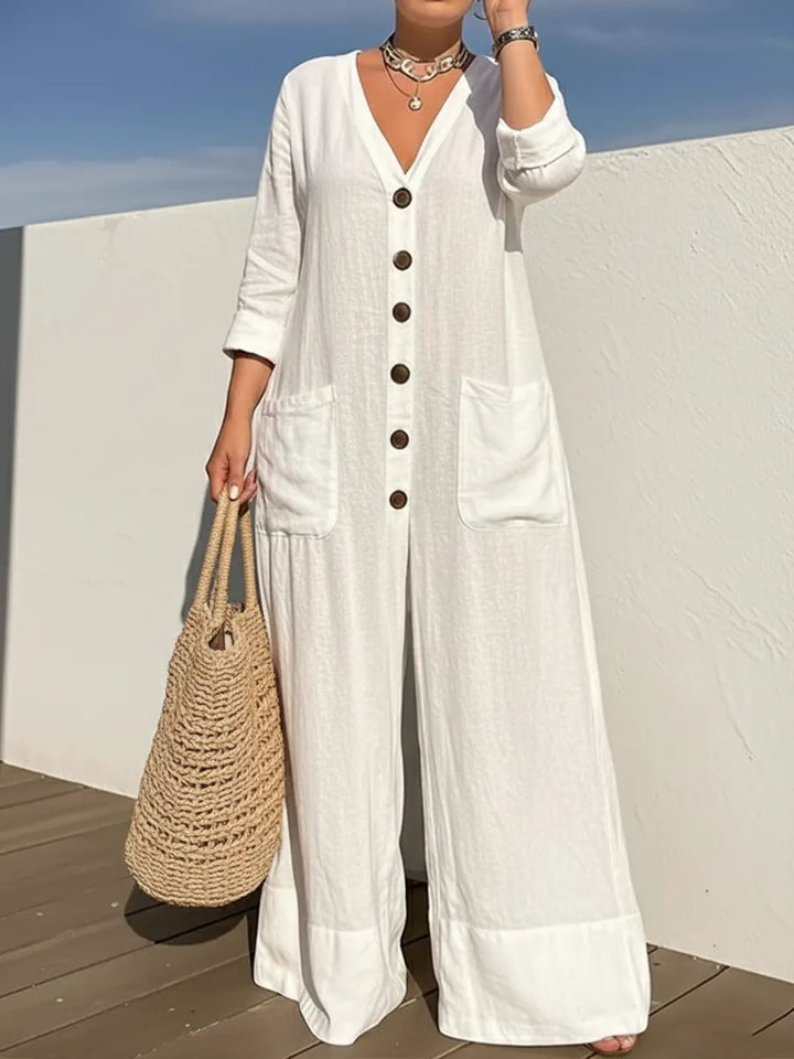 Alma – Avslappnad jumpsuit i linneblandning