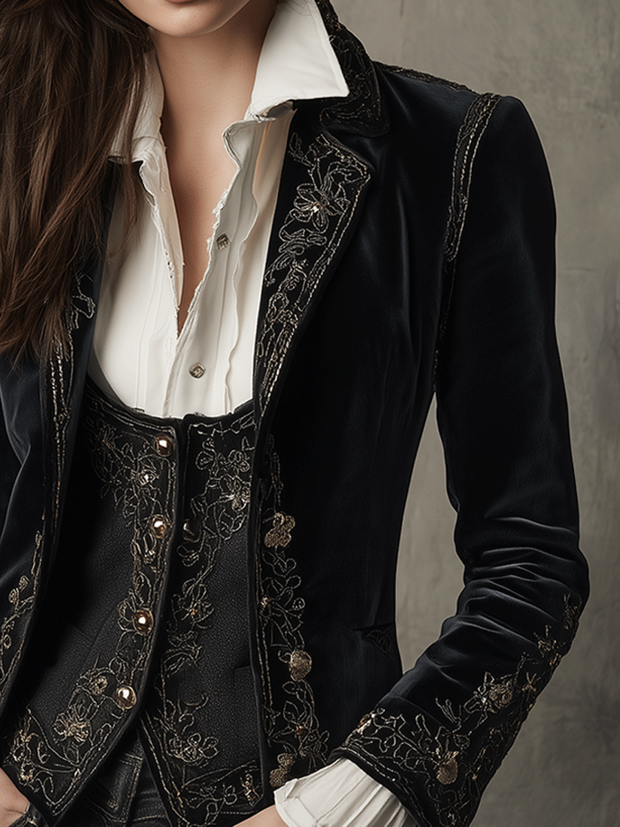 Rebecka – Sammetsliknande kavaj med broderi