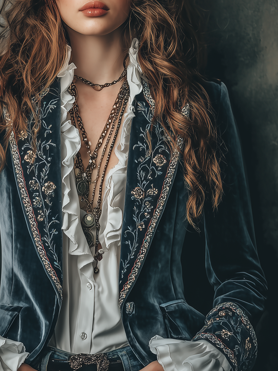 Bodil – Sammetskavaj med broderade detaljer