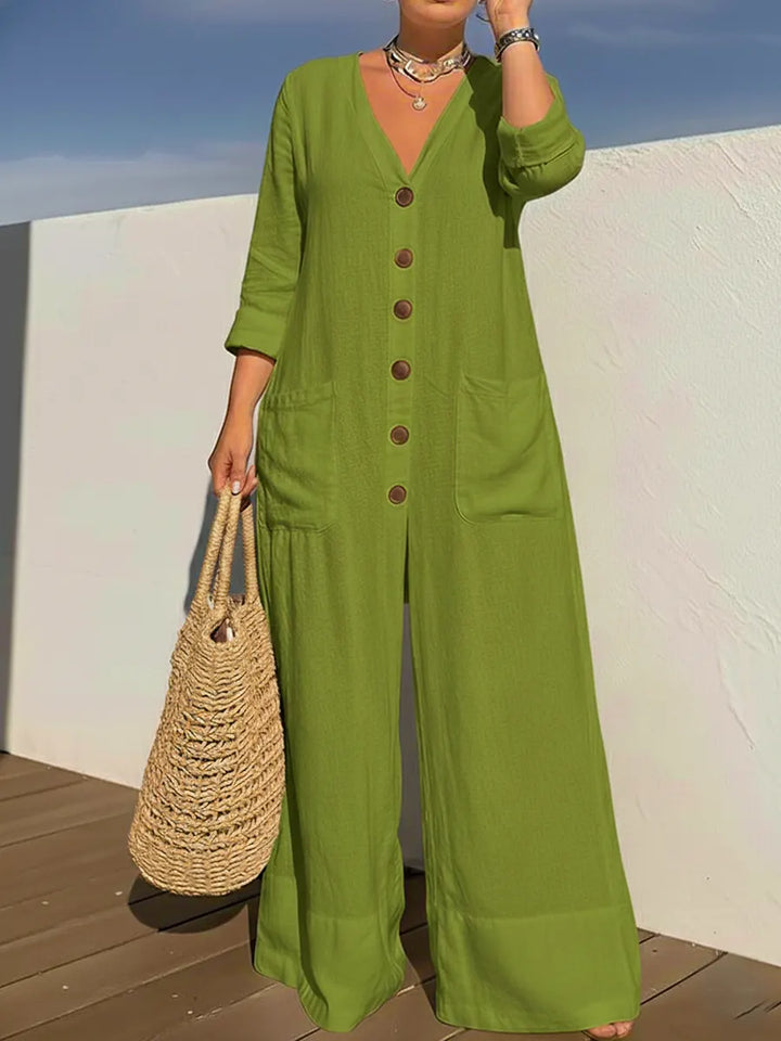 Alma – Avslappnad jumpsuit i linneblandning