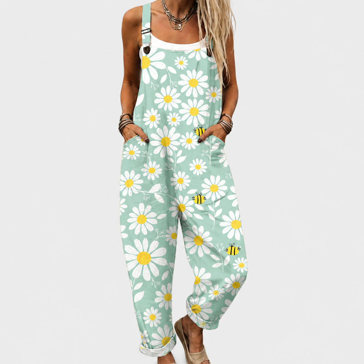 Hillevi – Blommig overall med vida ben