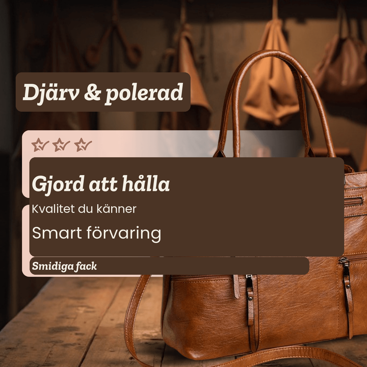 Barbro – Rymlig axelväska med flera fack – handgjord av Astrid Göteborg
