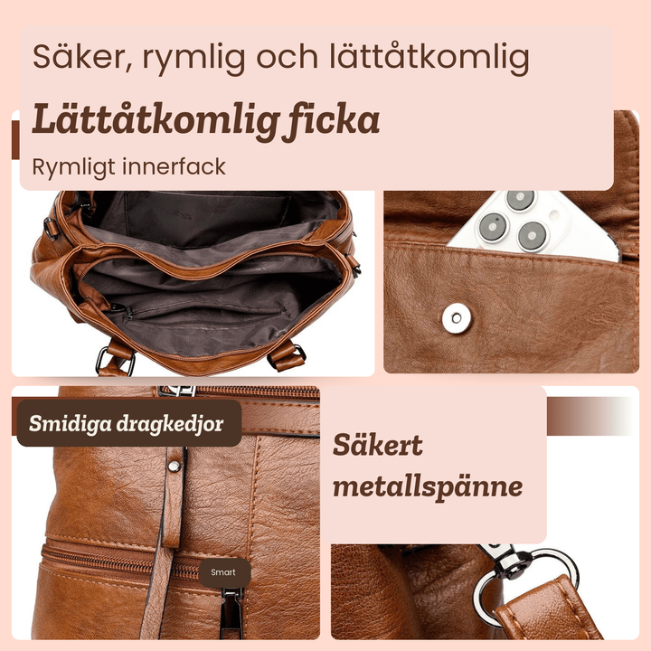 Barbro – Rymlig axelväska med flera fack – handgjord av Astrid Göteborg