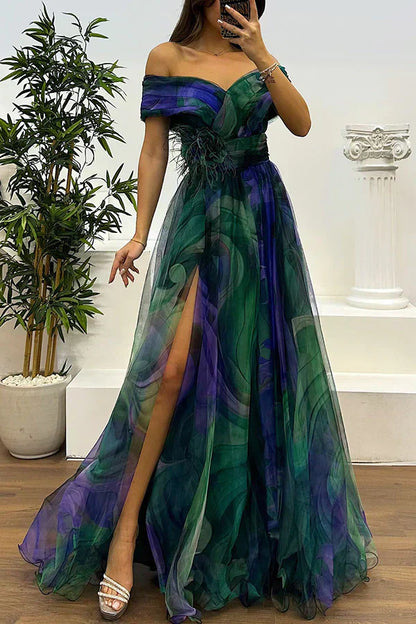 Beata – Elegant off-shoulder-maxiklänning