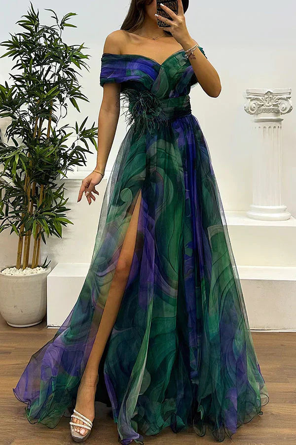 Beata – Elegant off-shoulder-maxiklänning