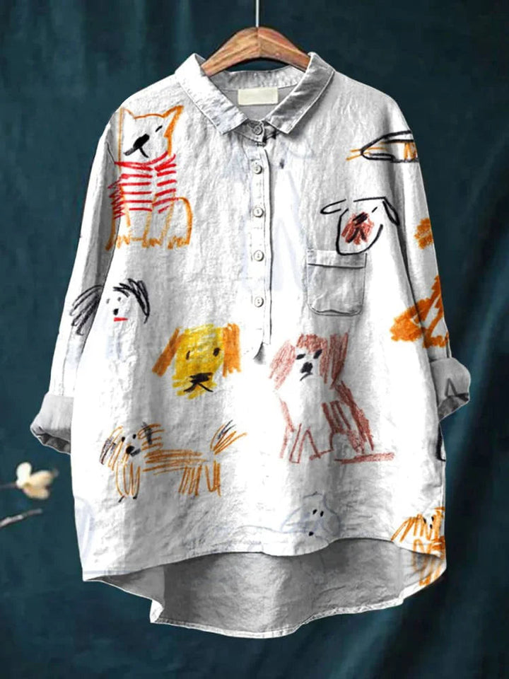 Inga – T-shirt med tecknade hundar