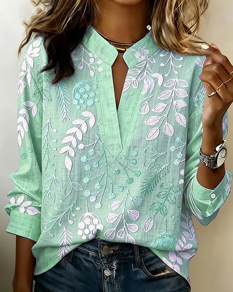 Sissela – Blus med botaniskt mönster