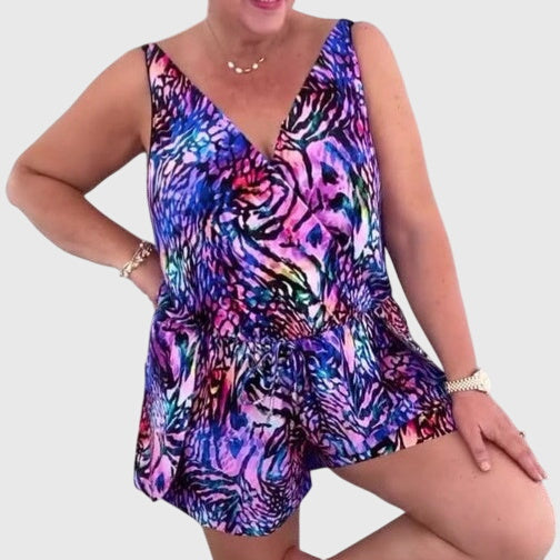 Sonja – Ärmlös playsuit med djurmönster