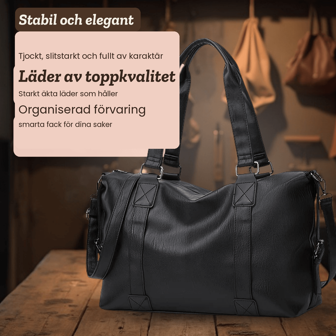 Cecilia – Rymlig weekendväska i läderimitation – handgjord av Astrid Göteborg