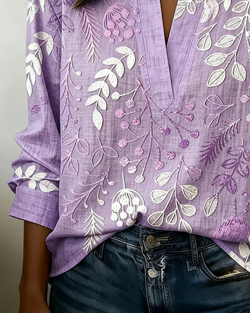 Sissela – Blus med botaniskt mönster