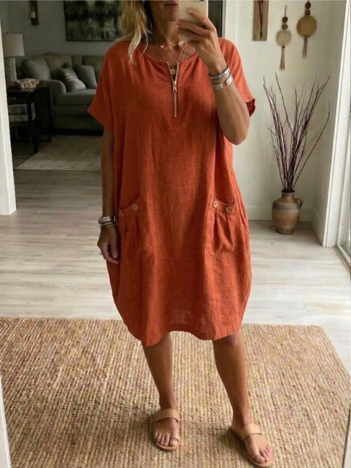 Nina – Ledig klänning med dragkedja