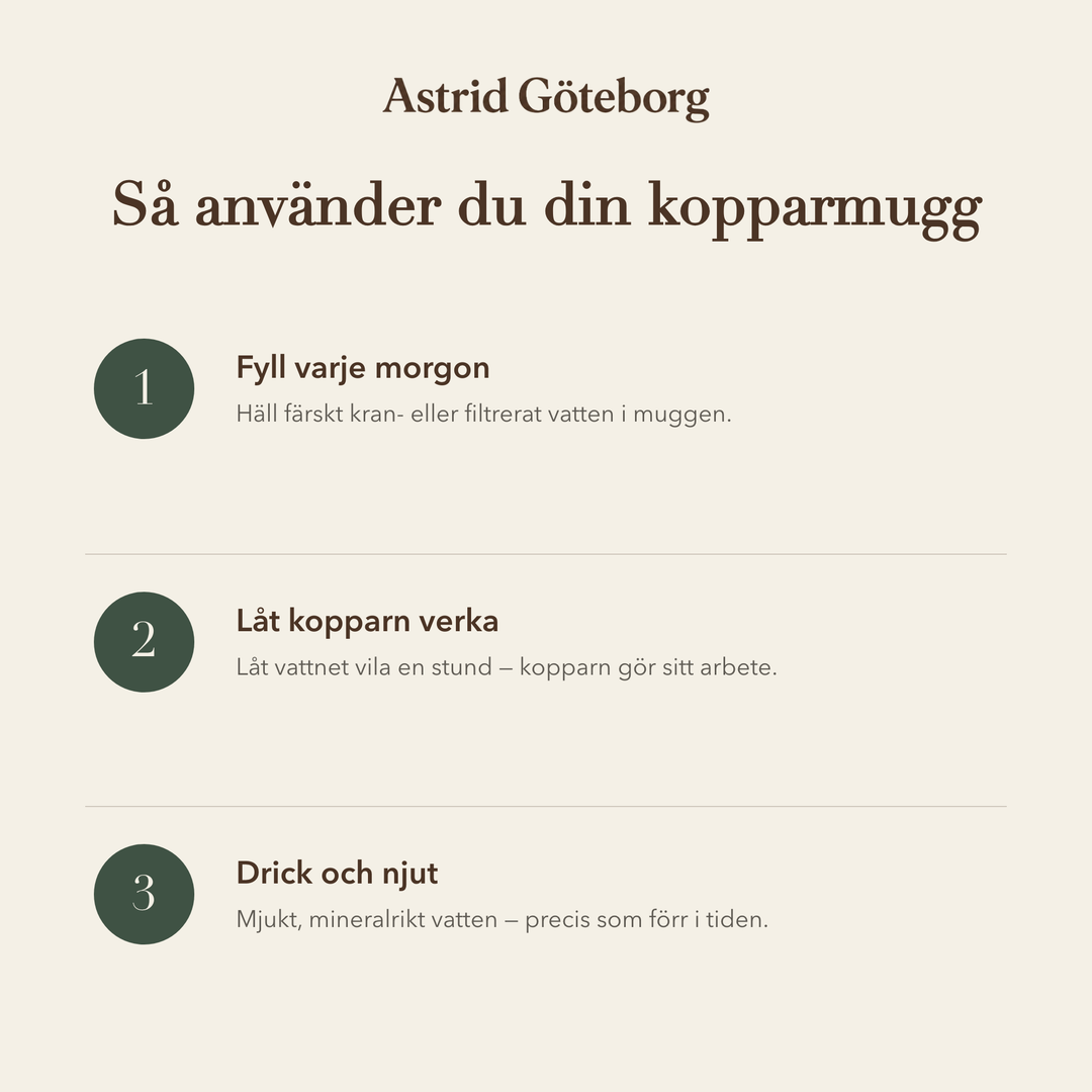 Dorotea – Handhamrad mugg i rent koppar – så använder du den, steg för steg