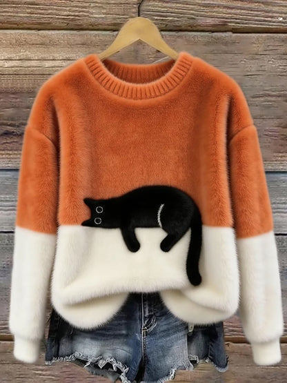 Edla – Oversized tröja med kattmotiv