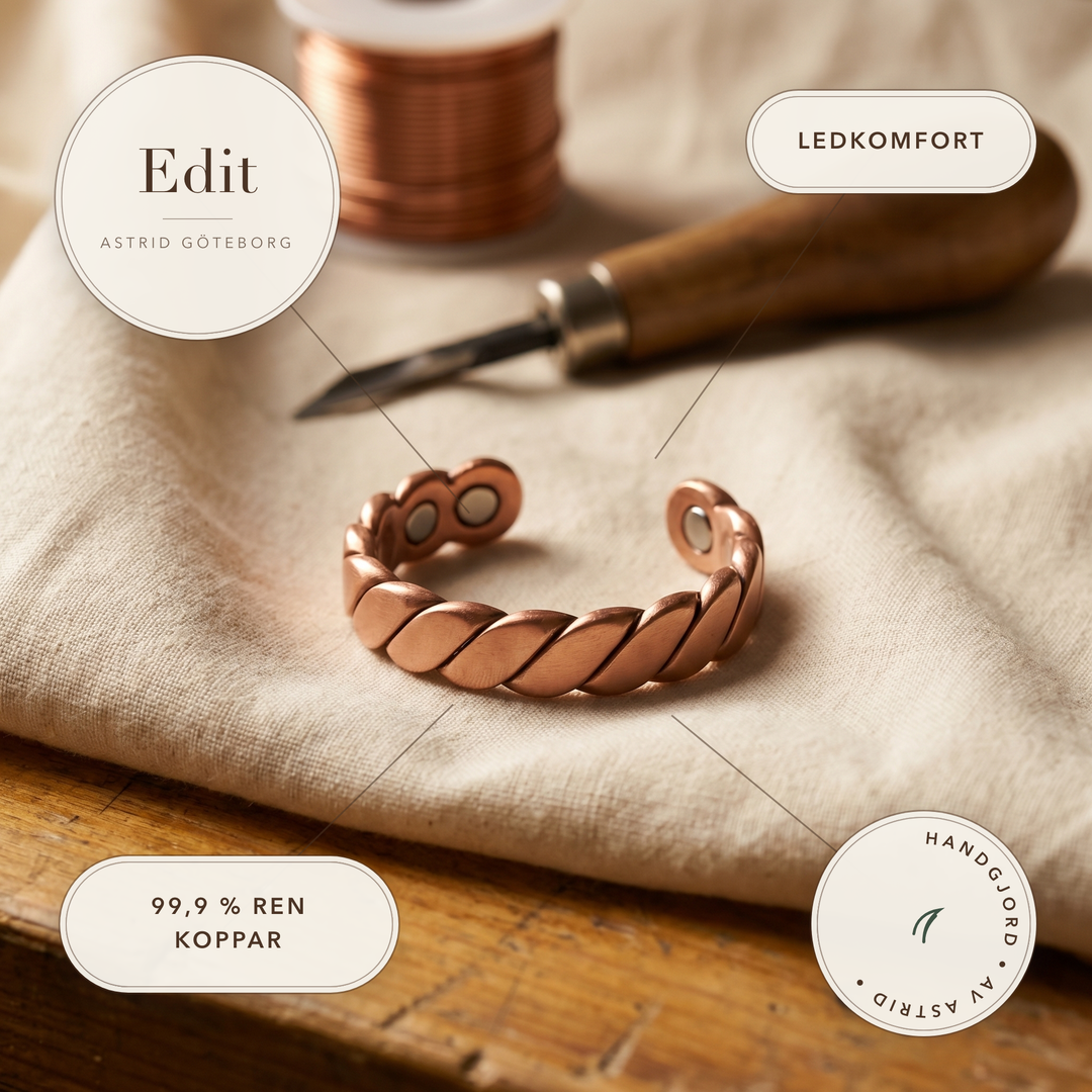 Edit – Handformat armband i rent koppar – handgjord av Astrid Göteborg