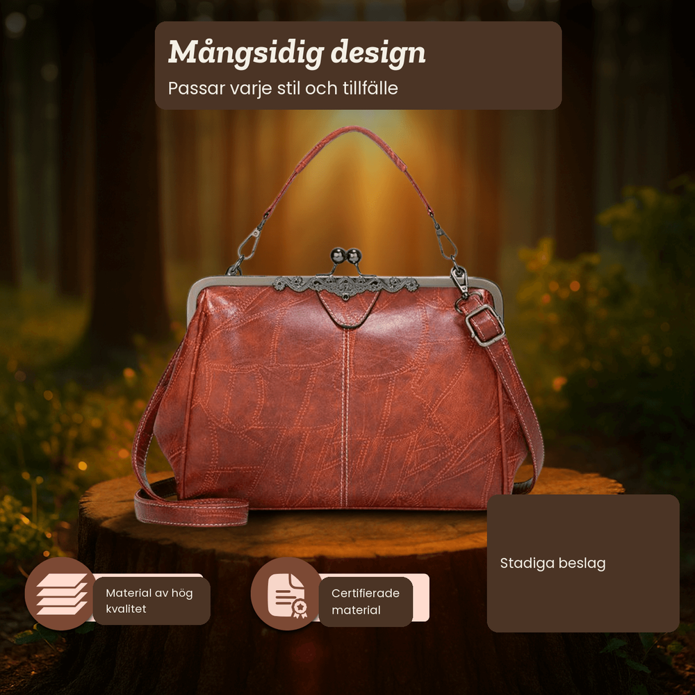 Elisabet – Handväska med vintage-lås och handstygn – handgjord av Astrid Göteborg